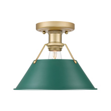 Golden 3306-FM BCB-GN - Yep by Golden Lighting Orwell 1-light Flush Mount in Brushed Champagne Brass and Pine Green shade